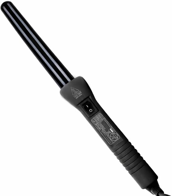 Herstyler Grande Ceramic Curling Wand - 1 inch Dual Voltage for Long and Short Hair - Negative Ions (Black)