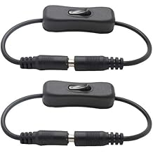 2pcs LED Strip Light Inline On/Off Switch Cable DC Jack (5.5x2.1mm) Male to Female Connector, 12V Inline Rocker Switch DC Power Adapter Connector