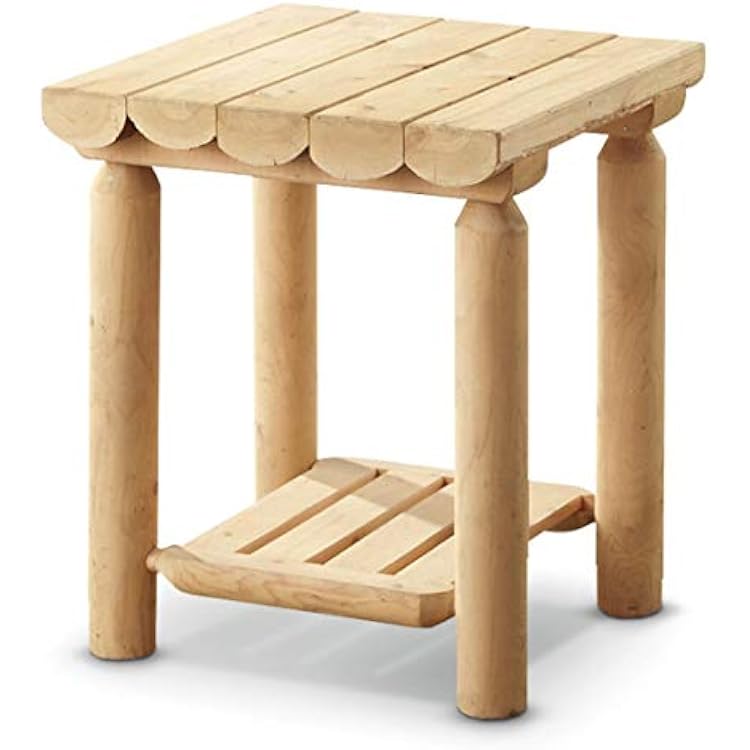 Cedar Log Side Table Nightstand, Rustic Natural Unfinished Wood End Tables for Bedroom, Living Room Couch, Cabin