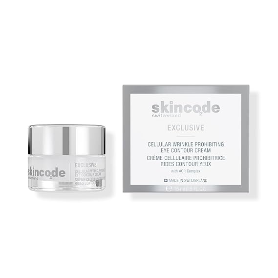 Skincode Exclusive Cellular Wrinkle Prohibiting Eye Contour cream - Anti-Aging Eye Cream - Ceramide Boost, Dark Circle Reducer & Puffiness Relief for Youthful Radiance (0.5 Oz / 15 mL)