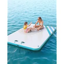 10 ft 8 ft 6 ft Inflatable Floating Dock Water Platform, Floating Island Raft with Rope Ladder Non-Slip Surface Swimming Water Platform for Pool Beach Ocean