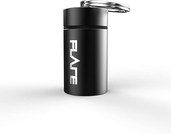 Flare Audio Large Capsule - Lightweight Aluminium with a Keychain for Ear Plugs - Earphones and Hearing Devices - Water-Proof Protection - Travel Accessories - Black