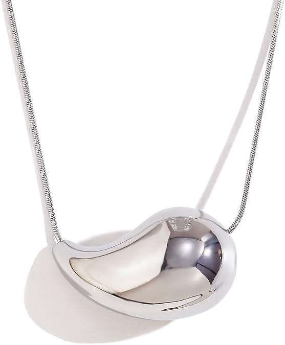 Teardrop Necklace Gold Plated Drop Pendant Necklaces for Women,14k Gold Silver Drop Necklace Chunky Gold Necklace for Women Girls Hypoallergenic Jewelry Gifts