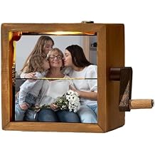 4" Large Custom Photo Flip Book Frame Hand Crank Photo Album Animation Machine Mechanical Photo Album Wooden Flip Book Gifts for Mom Dad Couple Family Mother's Day Father's Day Valentine