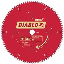 Diablo Saw Blade for Medium Aluminum - 12" Diameter, 96 TCG Teeth, 1" Arbor, .091" Kerf,5 Hook Angle, .071" Plate, 5000 Max RPM - D1296N