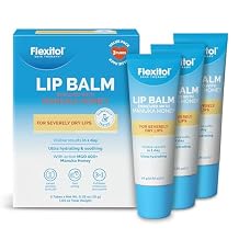 Flexitol Lip Balm with 400 MGO Manuka Honey, Intensive Relief for Dry, Chapped Lips, Soothing, Long-Lasting Hydration, 0.15 oz Stick