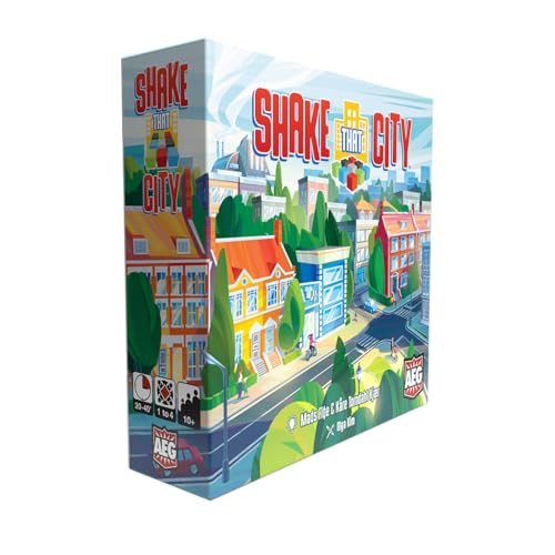 AEG Shake That City | Design the best City Block by selecting a Pattern from the Cube Shaker | Family Puzzly Tile-Laying Game | 1-4 Players | Ages 10