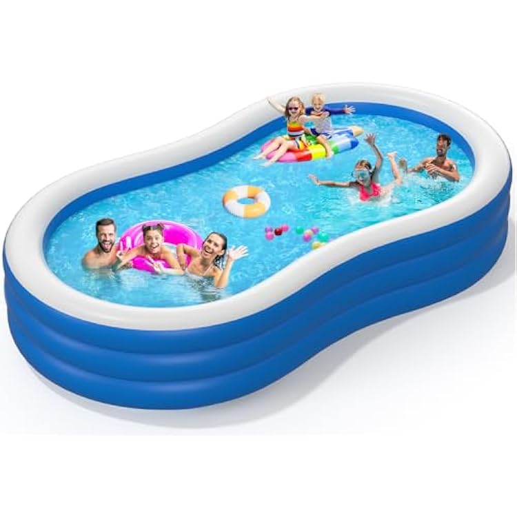 Large Inflatable Pool for Adults - 145 X 74 X 22, Oversized Thickened 0.6mm Blow Up Pool for Family, Outdoor Swimming Pool for Backyard Water Party Lawn