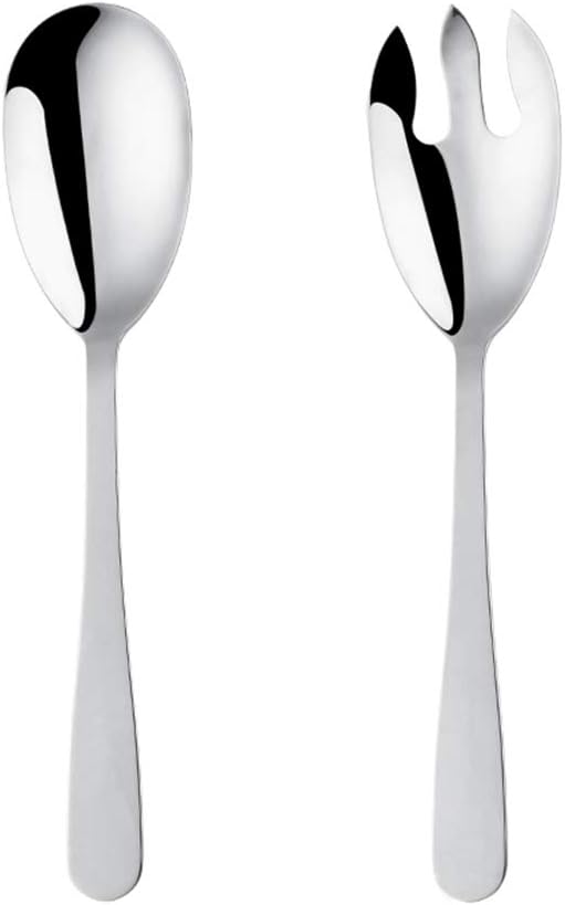 12 Inches Stainless Steel Salad Server Sets with Salad Spoon and Fork, Cooking Utensils for Kitchen, Simple and Classic Dishwasher Safe(Silver)