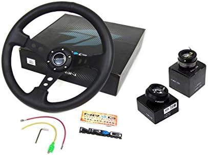 NRG 350MM Steering Wheel + Hub + Quick Release Black COMPATIBLE WITH 03-07 Infiniti G35