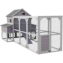 Aivituvin Large Chicken Coop 137" L Hen House Duck Cage for 10-15 Chickens 55ft2 with Spacious Run, 6 Nesting Box, 6 Raised Perches