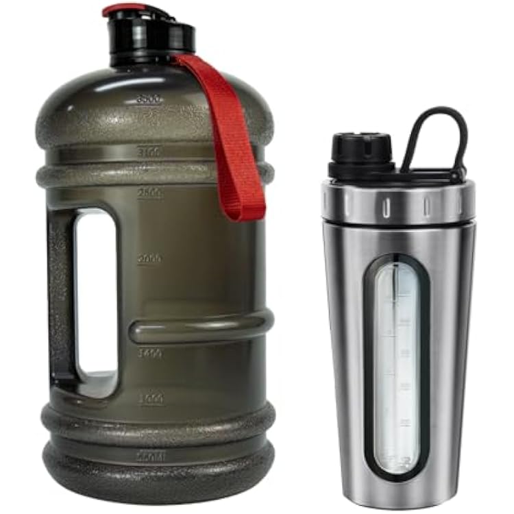 TOOFEEL 1 Gallon Water Bottle Bundle with 28 oz Visible Window Shaker Bottle