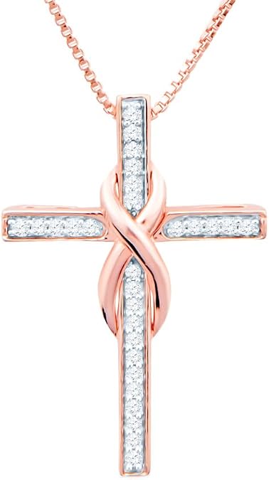 Diamond Classic Jewelry 0.10 Carat Diamond Infinity Cross Necklace