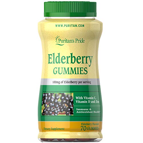 Puritans Pride Elderberry Gummies with Vitamin C, D & Zinc, 70 Count