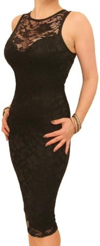 Womens Lace Sleeveless Knee Length Pencil Dress