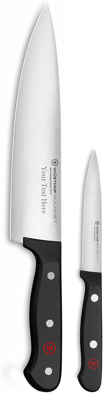 Wusthof Gourmet 2-Piece Chef's Knife Set,Black, Custom Engraved, Personalized