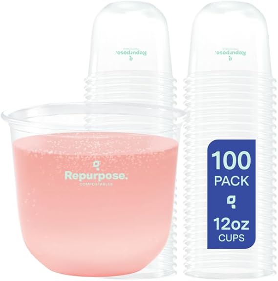 Repurpose Disposable Plant-Based Stemless Glasses, 12oz, 100ct