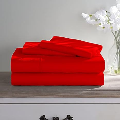 (Universal XL V Berth, Blood Red Solid) Boating Sheet Set - Real V Berth Boat Sheets - Fits Upto 8" Deep Pockets - 400 Thread Count - 100% Egyptian Cotton - Great for Gift & Vacation