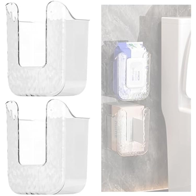 Kitchen Wipes Storage Box,2025 No Punching Wall Flushable Wipes Holder for Bathroom - Wipes Container,Smart Organization for Effortless Cleaning2PCS