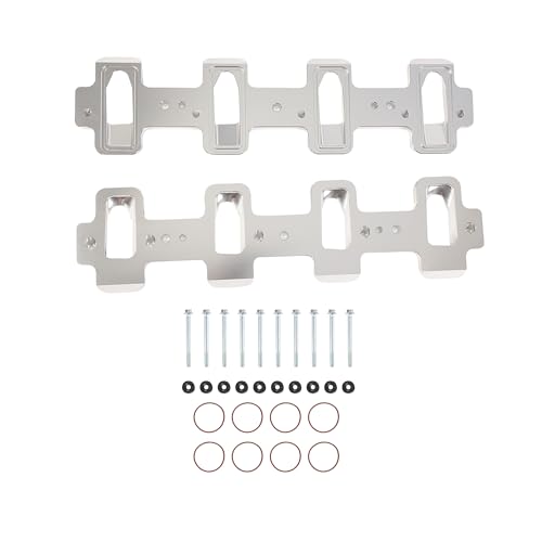 Intake Manifold Adapter Plates Kit Fit for LS1 Cathedral Port Cylinder Head to LS3 LSA ZL1 CTS-V Rectangle Silver Replacement Part