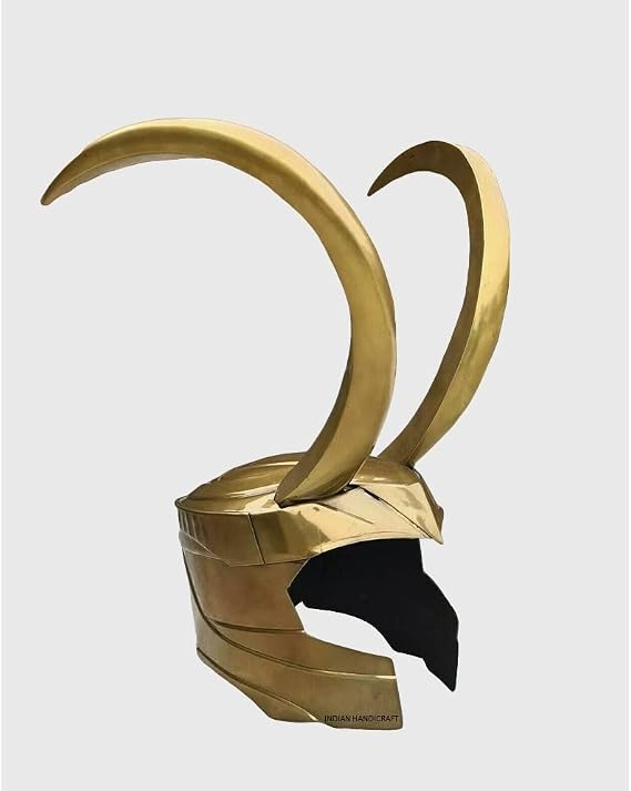 Loki Horned Helmet Loki Series Movie Thor Ragnarok Gold Crown Mask Steel Prop Halloween Cosplay Costume,X_Large