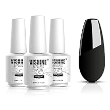 Vishine Base Top Coats Set - Matt Top Coat High Gloss No Wipe Top Coat and Base Coat 3Pcs, Soak Off UV LED Gel Nail Polish Shine Finish Long Lasting DIY Home Manicure Set - 8ml