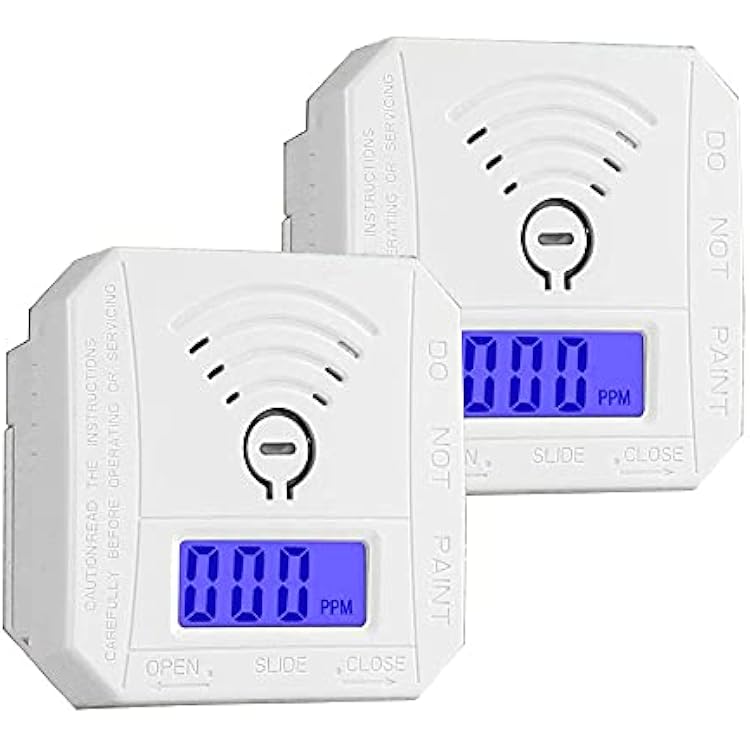 Carbon Monoxide Detector 2 Pack,Battery Operated CO Detector Alarm with Digital LCD Display & Loud 85dB Alarm,Travel Carbon Monoxide Alarm,High Accuracy Portable CO Detector for HomeHotelKitchenRV