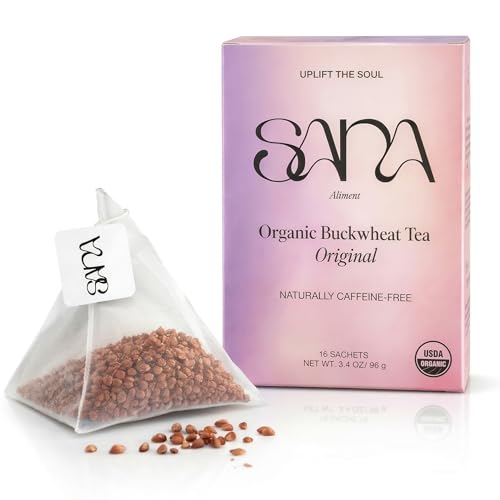 Sana Himalayan Tartary Buckwheat Tea Organic Naturally Gluten & Caffeine-Free, Roasted Aromatic Herbal Tea, 16 Tea Bags 6g Each