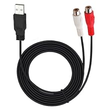 1.5M USB to RCA Cable,5FT USB 2.0 Male to 2 RCA Female Phono AV for TV,PC,Aux Video Cable