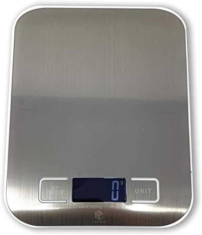 MSC Kitchen Scales 10kg MSC Digital Electronic Coffee Weighing Scale for Cooking Baking High-Precision Food, Jewelry Weight Scales, LCD Display, Multifunctional, Tare Feature, Stainless Steel 10kg-AAA