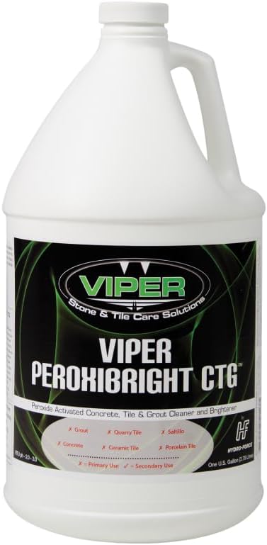 Hydro-Force Viper Peroxibright CTG Hard Surface Cleaner, Cleans and brightens even the grungiest concrete, tile or grout, floor, fixture or wall! 1 Gallon