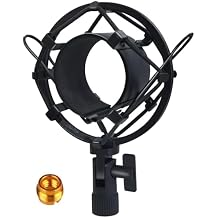 42-47mm Microphone Shock Mount with Metal Screw Adapter, Adjustable Anti Vibration High Isolation Metal Mic Mount Holder Clip for Diameter of 42-47mm Microphone