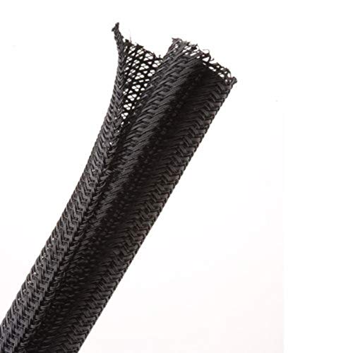 Hellermann Tyton 170-03024 Split Wrap Braided Sleeve, 0.50 ID, PET, Black, 75ft Reel
