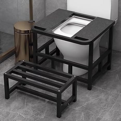 Squat Toilet Converter Frame with Anti-Slip Footstool, Ergonomic Crouching Stool for Bathroom and WC Use
