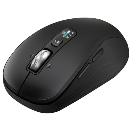 Full-Size Silent Wireless Mouse, 2 Bluetooth  1 USB Multi-Mode, 4-Way Scrolling, Adjustable DPI, Side Buttons, Long Battery Life, Compatible with LaptopTabletMacBookiPad