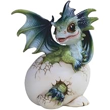 ICE ARMOR 5" H Green and Blue Dragon Baby in Egg Statue Fantasy Decoration Figurine