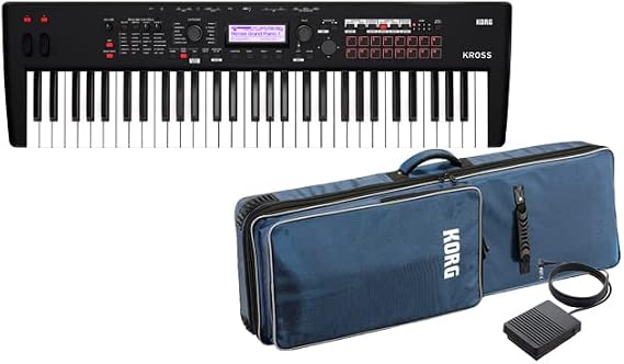 KORG Synthesizer Workstation KROSS 2 61 Key Model Super Matte Black KROSS2-61-MB + Genuine Soft Case SC-KROSS2 61 + Pedal Switch PS-3 Set