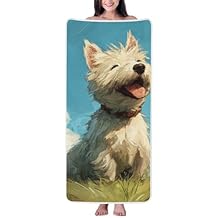 Happy Dog Quick Dry Microfiber Towel, Ultra Absorbent & Soft Coral Fleece Bath Towels for Body, Hair, Gym, Yoga, Spa & Travel - Lightweight & Fast Drying Multipurpose Towel (27"X55"