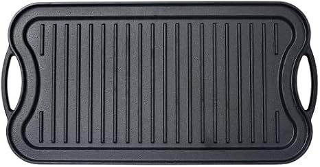 Pre-Seasoned Cast Iron Reversible Rectangular Grill/Griddle, Black,20inch x 10inch