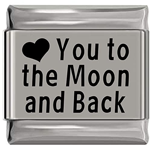 NewCharms Love You to the Moon and Back Laser Engraved Italian Charm 9mm Standard Size