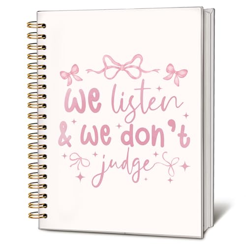 Cute Pink Bow Spiral Notebook Journal for Note Taking, Cute Preppy School Supplies Teen Girls Women, Coquette Stuff Hardcover Spiral Notebook 5.5x8.3
