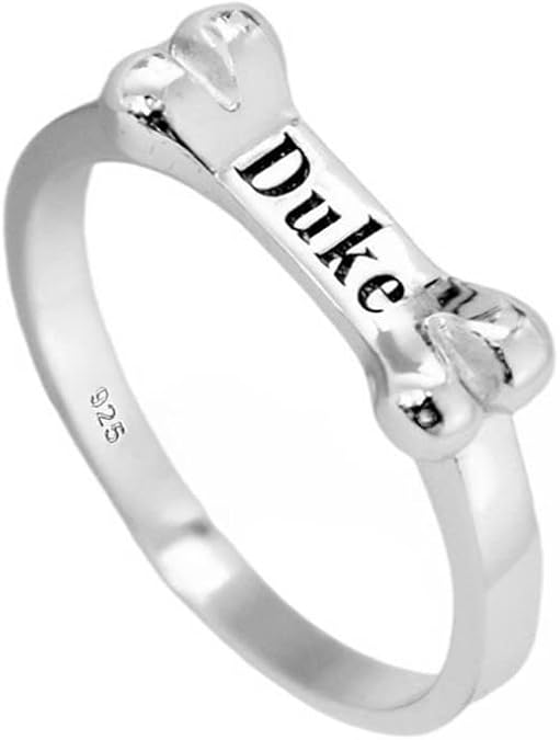 925 Sterling Silver Personalized Dog Bone Name Ring Pet Lover Memorial Jewelry Custom Dog Mom Rings