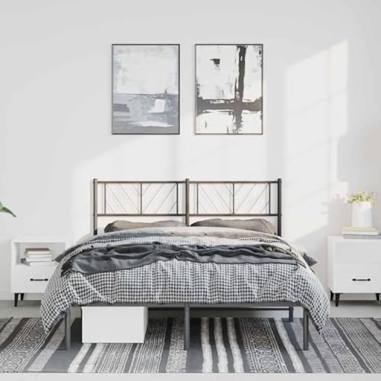 Steel Bed Frame with Under Bed Storage, Black Metal Platform Bed Base with Slat Support for Double Mattress, Durable and Stylish Design for Bedrooms