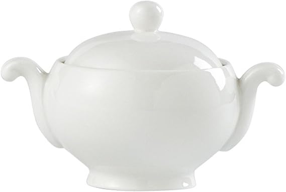 Porcelain Soup Tureen with Lid and Ladle Set, Double-Ear Covered Tureen Classic Serving Bowl for Soups for Soup | Made of Fine Porcelain Dishwasher and Microwave Safe | Blue,White