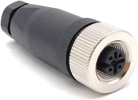 Elecbee M12 Connector 4 Pin Femle A Code Straight Screw-Joint Unshielded for 22AWG 0.34mm2 Cable