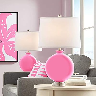 Color  Plus Carrie 26 12 Candy Pink Glass Table Lamps Set of 2