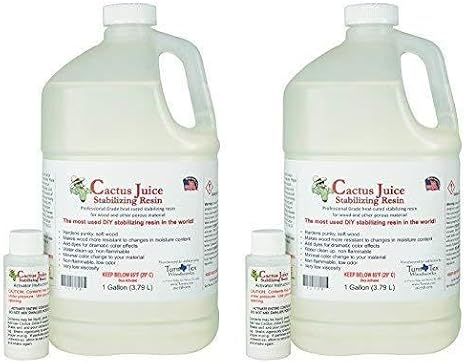 BVV Cactus Juice Stabilizing Resin for Woodworking - Cures and Hardens Soft Wood for DIY Projects, Carpentry - 2 Gallons