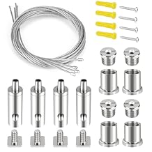 Ceiling Hanging Wire Cable Kit, 4 Sets Wire Cable Hanging System kit, Aquarium Light Hanging Kit, Adjustable Wire Rope for Linear Light, Panel, Pendant, Chandelier, Suspension Light Fixture