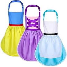 Boyiee 3 Pcs Princess Apron for Kid Children toddler reusable Colorful Apron Art Smock for Paint Cook Bake Garden