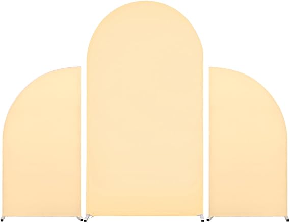 Set of 3 Arch Backdrop Stand Covers High Elasticity Fitted Round Top and Half Moon Double Sided Wedding Arch Cover Fabric Wedding Arch Stand Decoration (5ft 7.2ft 5ft)
